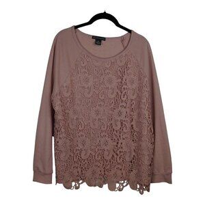 Adrianna Papell Lace Top Women's Size‎ XL Blush Pink Long Sleeve